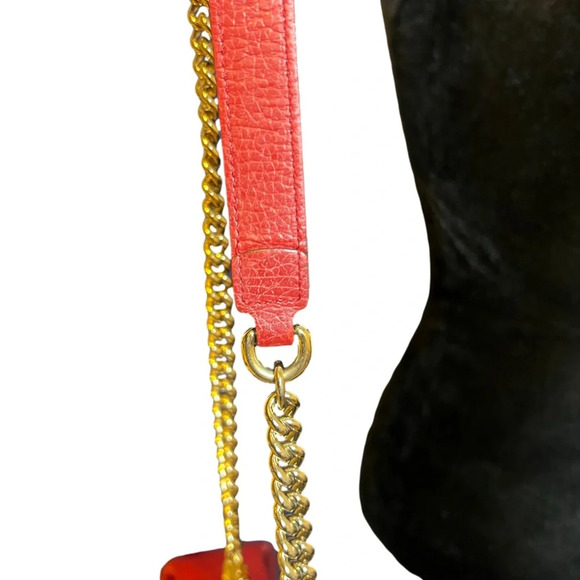 GUCCI Dollar Calfskin Interlocking G Shoulder Bag Red - Picture 6 of 14